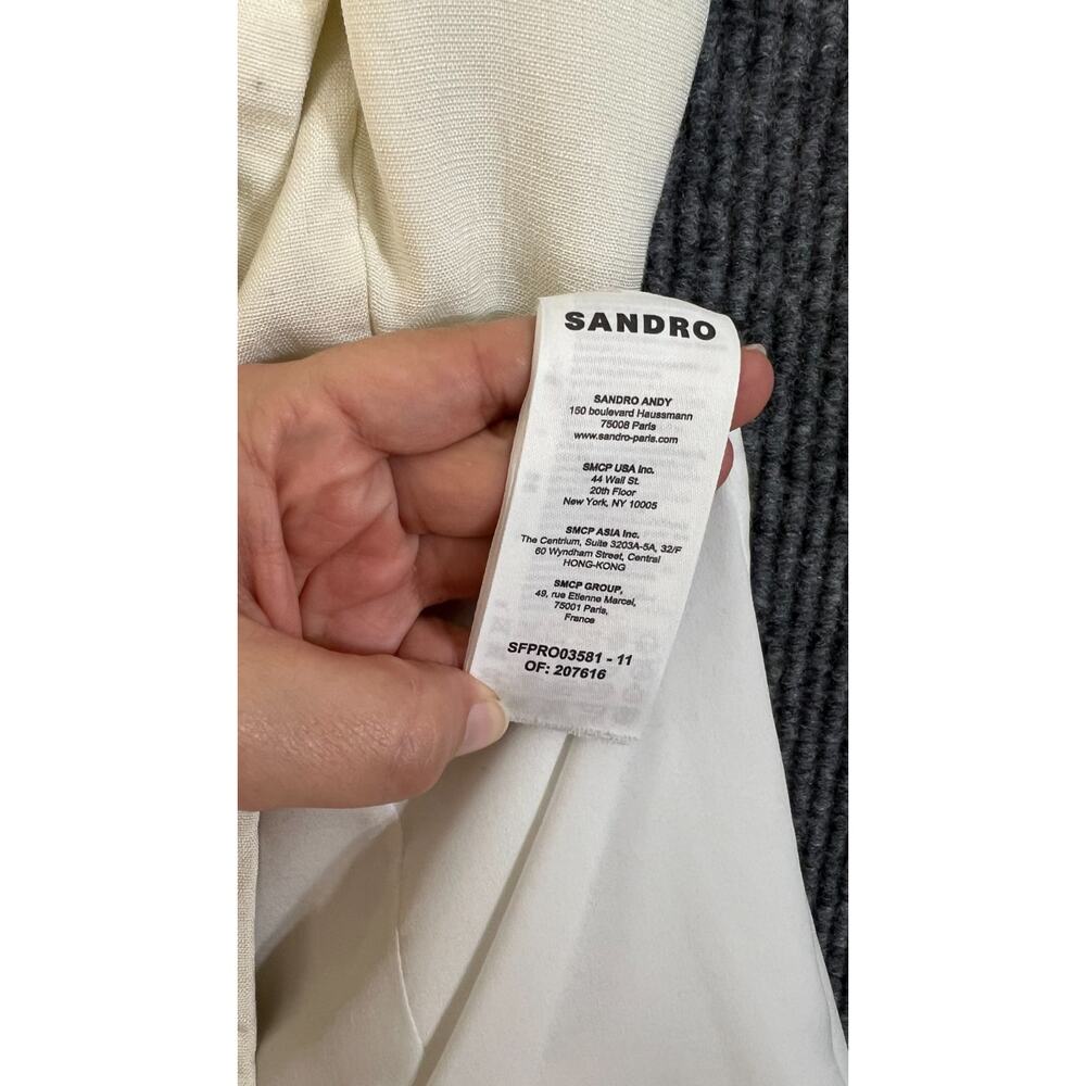 Sandro Carine Sleeveless Mini Dress Womens 34 Cream V Neck Classic Luxury - Picture 15 of 16